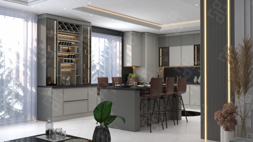 طراحی کابینت مدرن با دو رنگ مختلف
