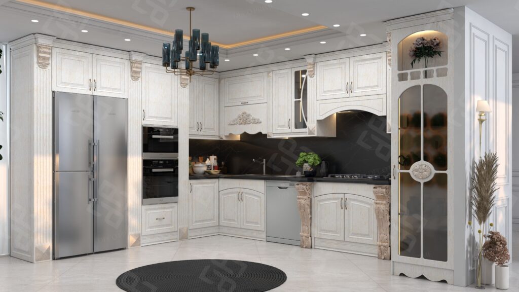 طراحی کابینت کلاسیک + پتینه طلایی
