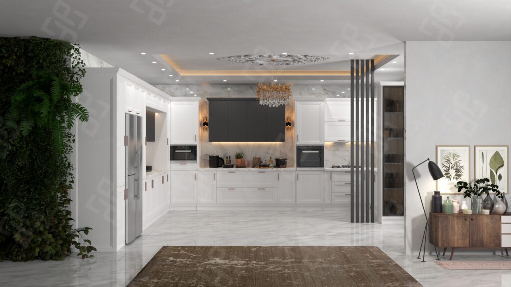 طراحی کابینت نئوکلاسیک دو رنگ
