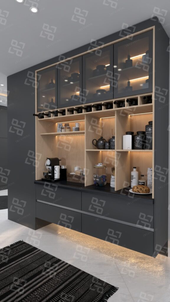 کابینت مدرن تیره + بار